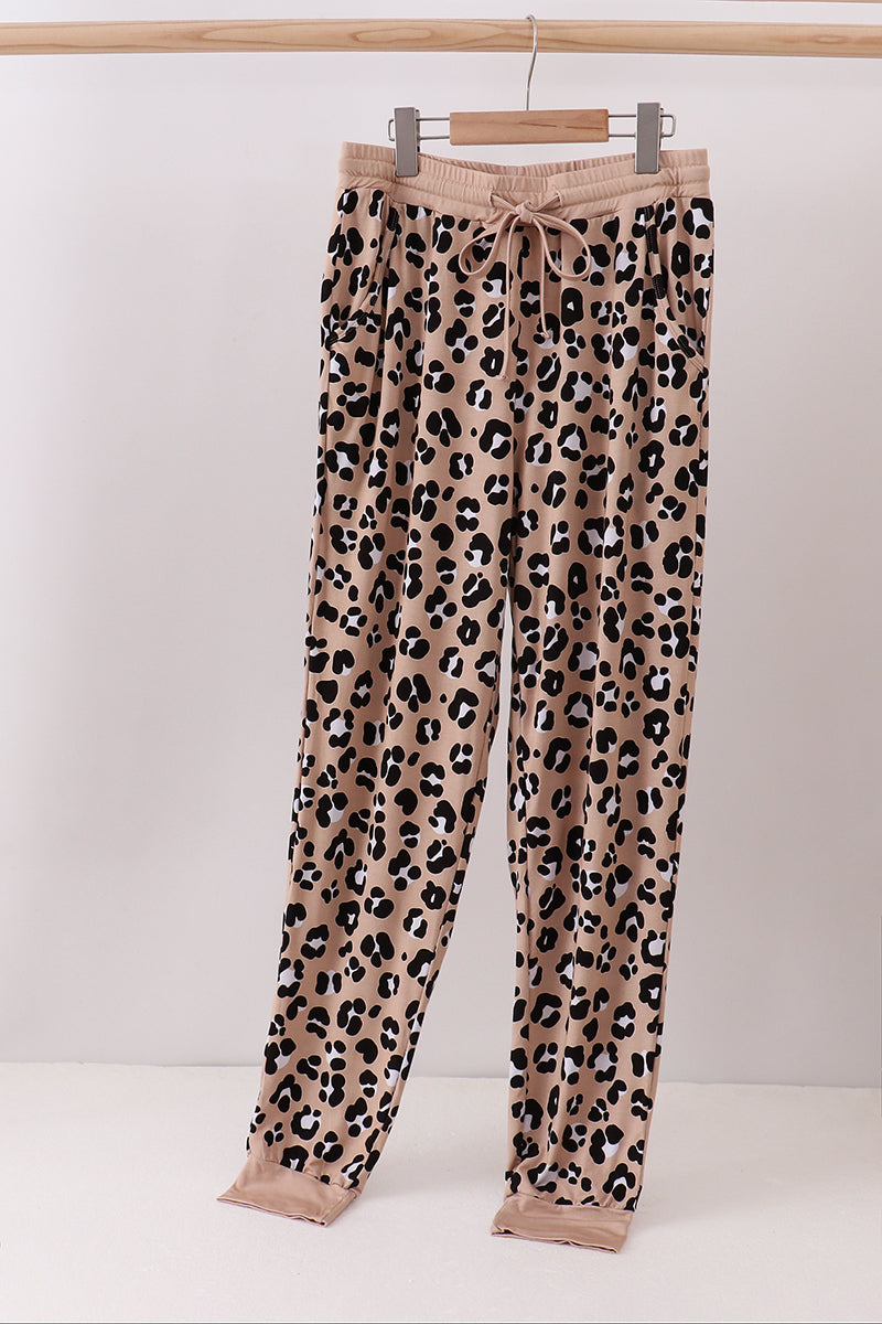 Brown leopard bamboo mom pajama pants - Aaria Tees Aaria Tees