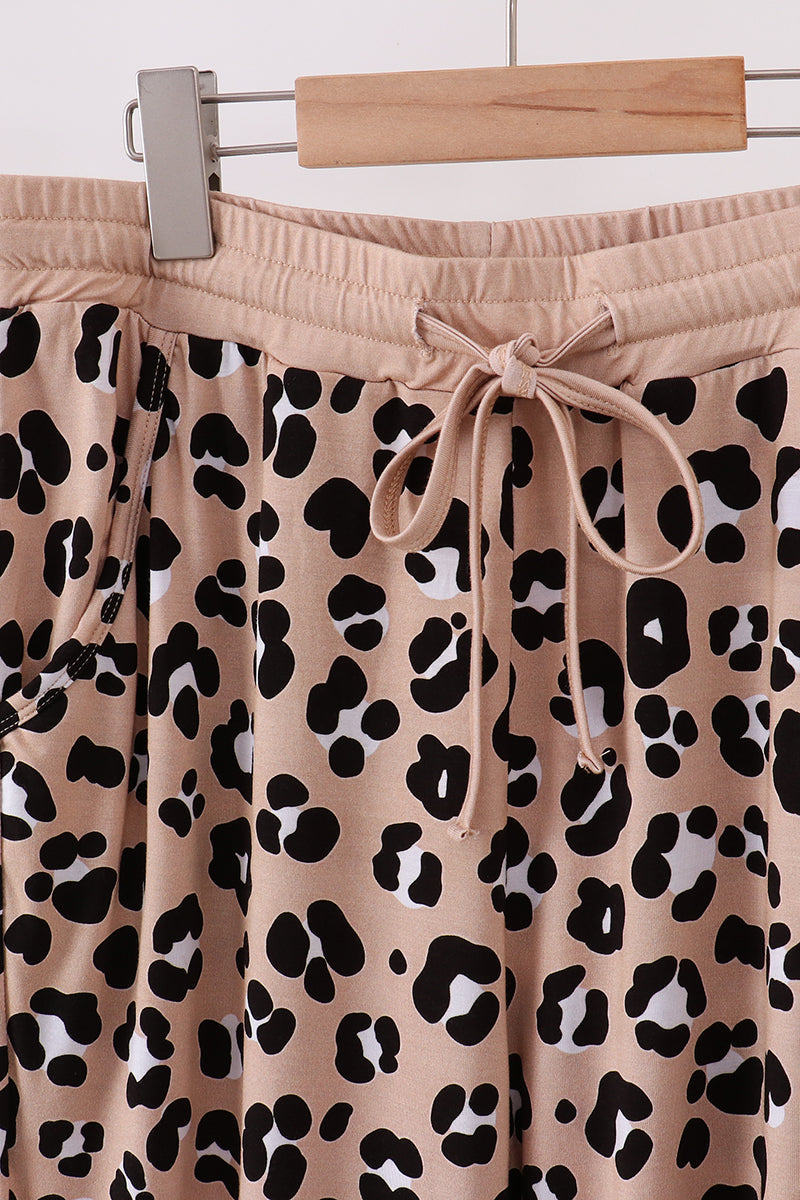 Brown leopard bamboo mom pajama pants - Aaria Tees Aaria Tees