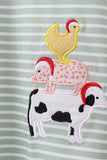 Green farm applique stripe ruffle pants set - Aaria Tees Aaria Tees