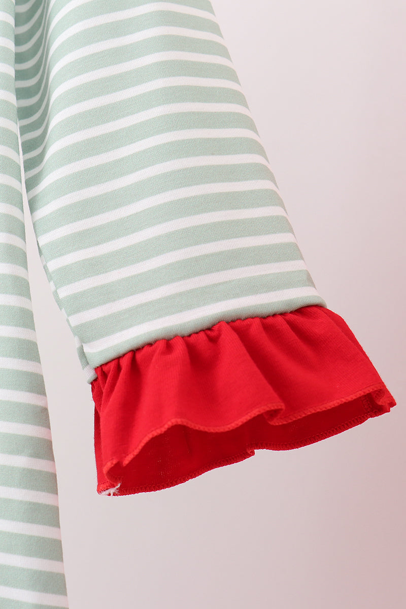 Green farm applique stripe ruffle pants set - Aaria Tees Aaria Tees
