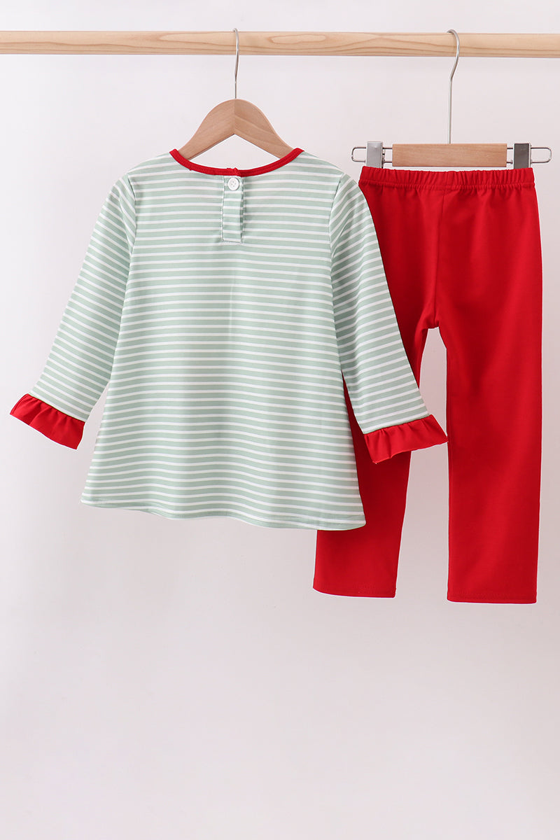 Green farm applique stripe ruffle pants set - Aaria Tees Aaria Tees