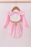 Pink cotton applique gingham 2pc set - Aaria Tees Aaria Tees