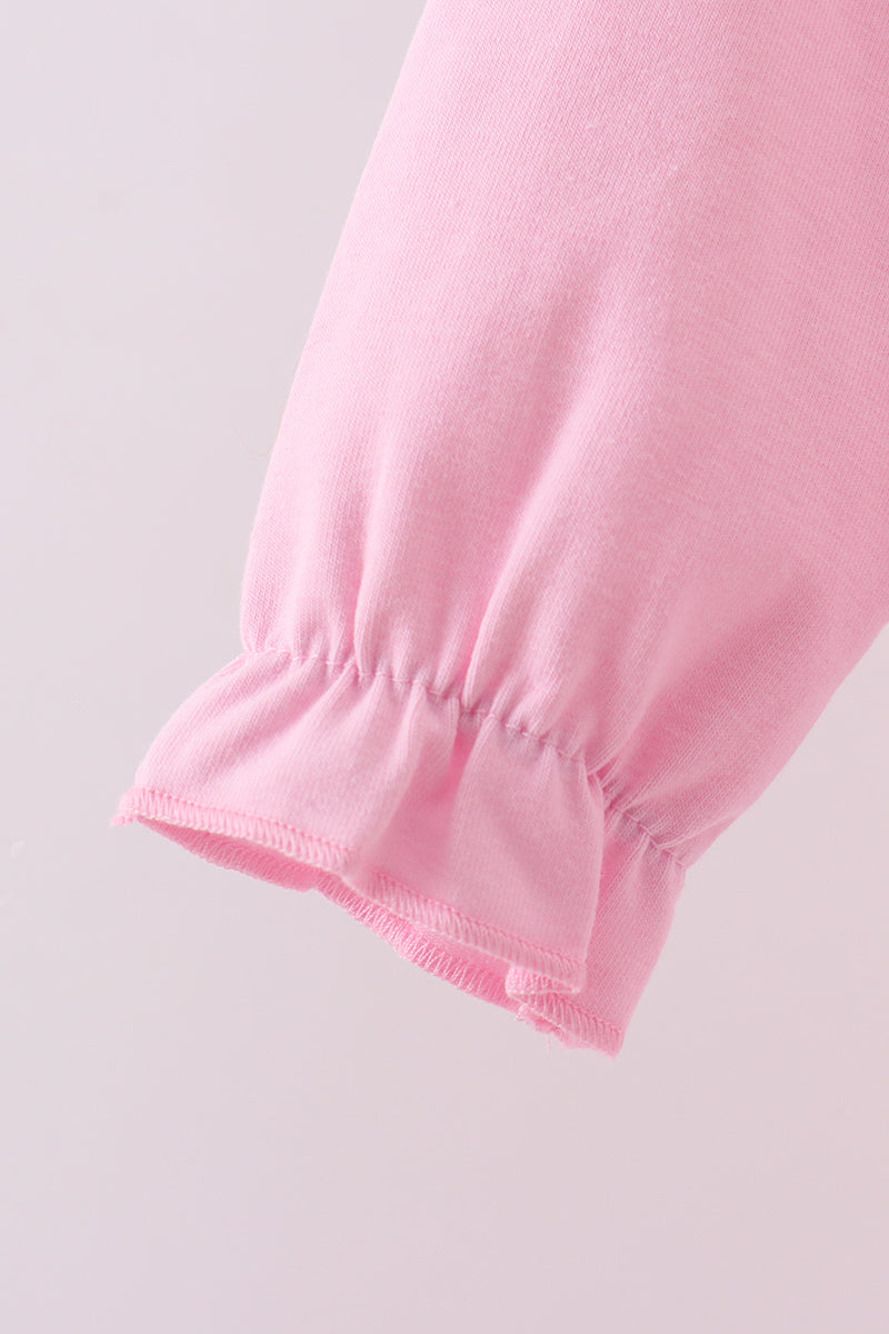 Pink cotton applique gingham 2pc set - Aaria Tees Aaria Tees