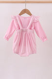 Pink cotton applique gingham 2pc set - Aaria Tees Aaria Tees