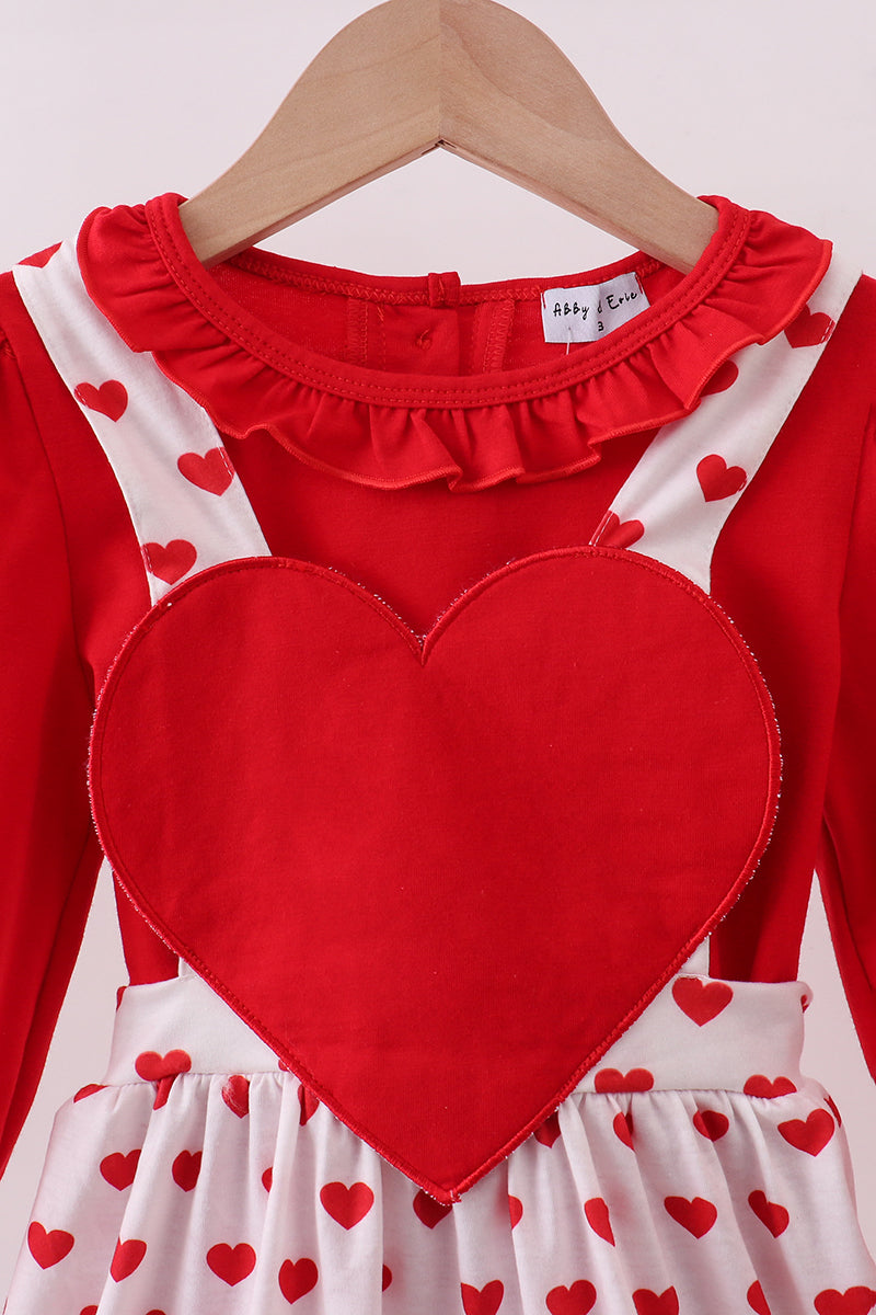 Red heart applique ruffle 2pc set - Aaria Tees Aaria Tees