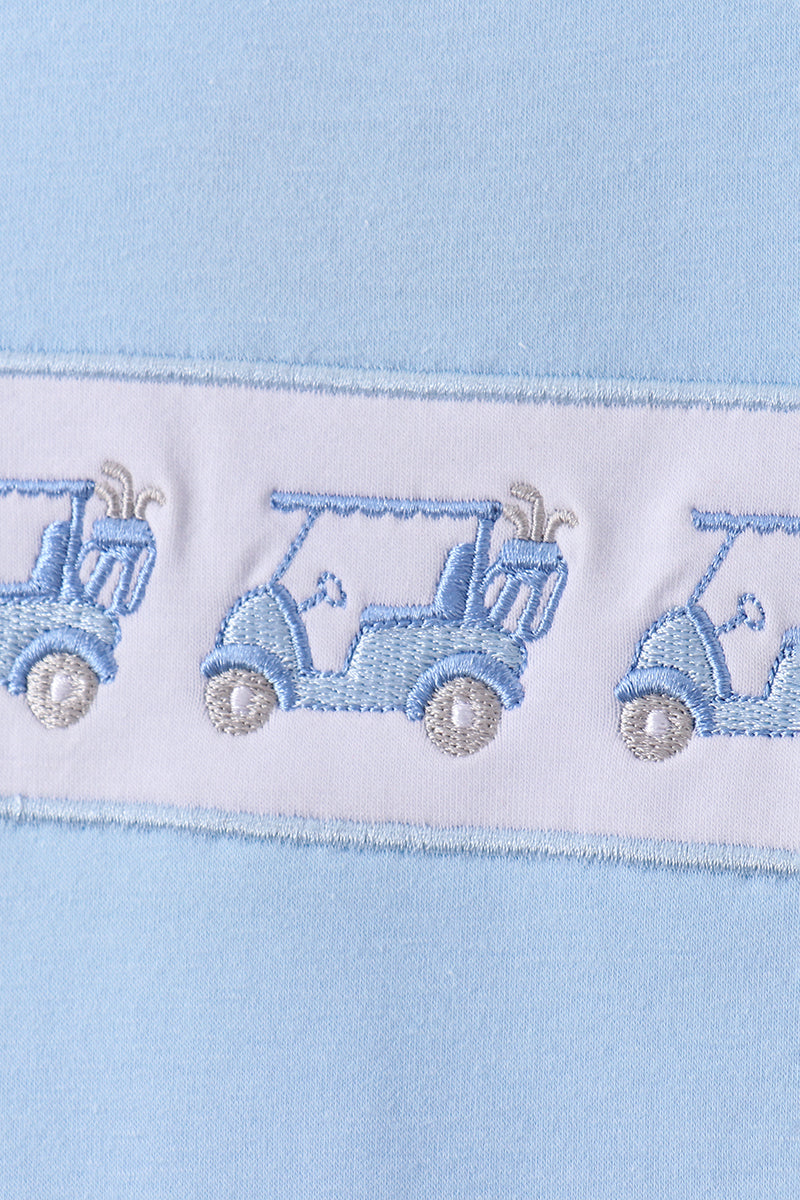 Blue golf cart embroidery pants set - Aaria Tees Aaria Tees