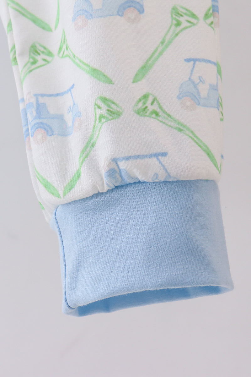 Blue golf cart embroidery pants set - Aaria Tees Aaria Tees