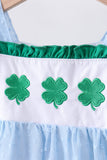 Blue clover embroidery swiss dot shorts set - Aaria Tees Aaria Tees
