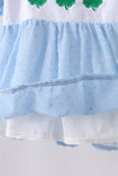 Blue clover embroidery swiss dot shorts set - Aaria Tees Aaria Tees