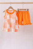 Orange Tennessee patchwork ruffle shorts set - Aaria Tees Aaria Tees
