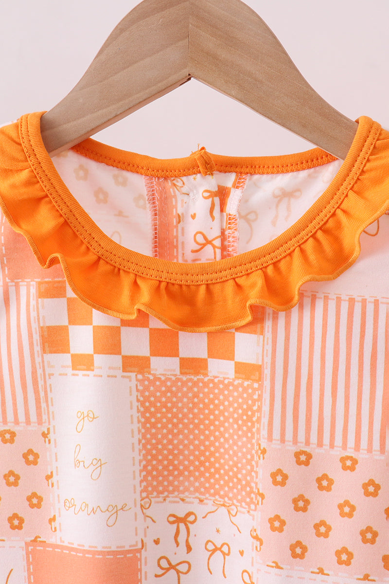 Orange Tennessee patchwork ruffle shorts set - Aaria Tees Aaria Tees
