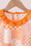 Orange Tennessee patchwork ruffle shorts set - Aaria Tees Aaria Tees
