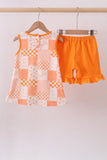 Orange Tennessee patchwork ruffle shorts set - Aaria Tees Aaria Tees
