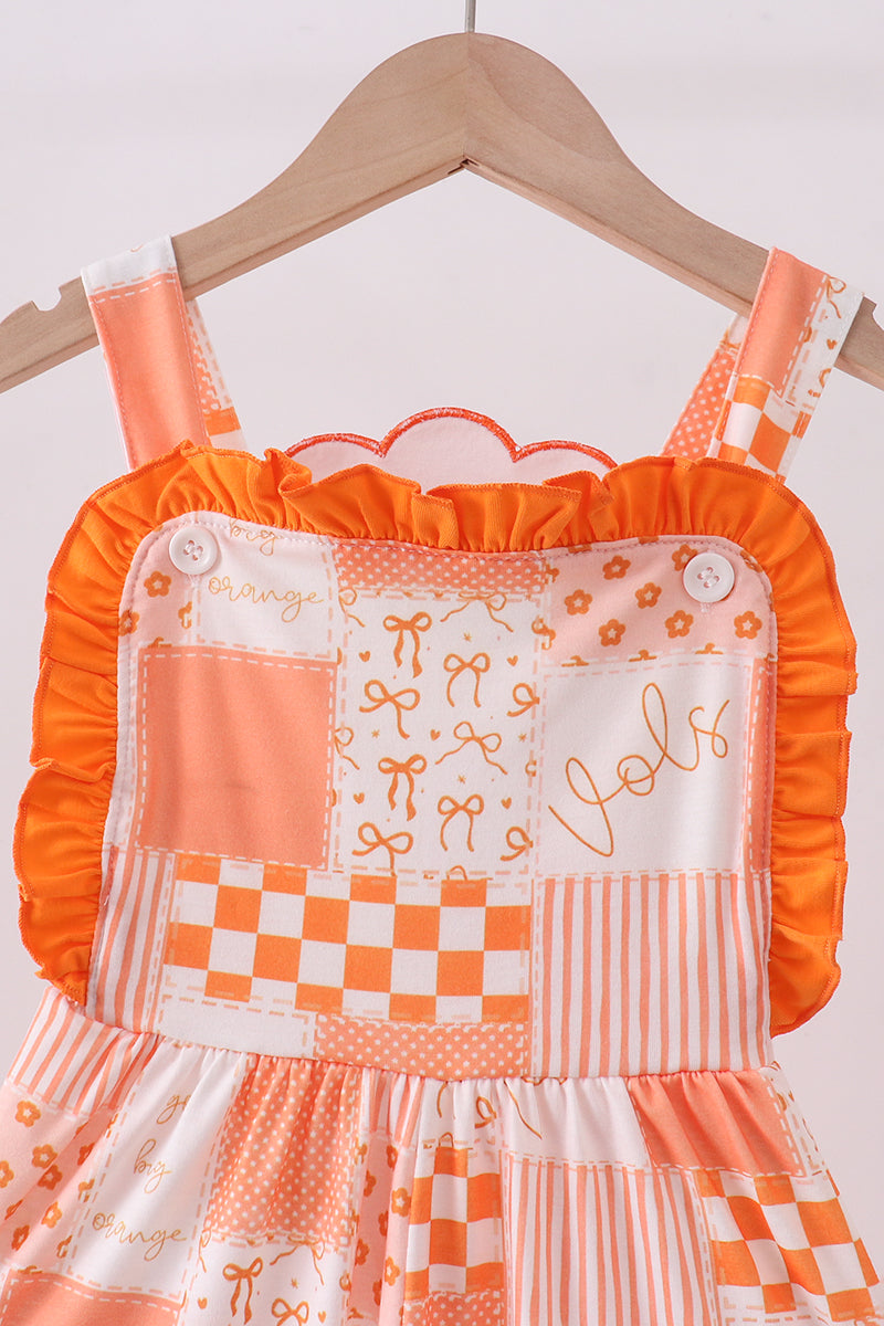Orange Tennessee patchwork ruffle jumpsuit - Aaria Tees Aaria Tees
