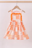 Orange Tennessee applique patchwork ruffle dress - Aaria Tees Aaria Tees