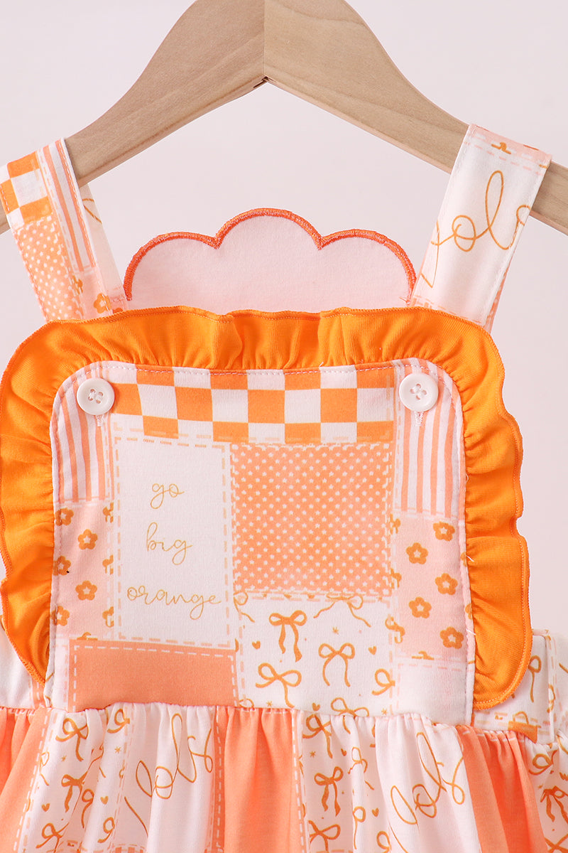 Orange Tennessee applique patchwork ruffle dress - Aaria Tees Aaria Tees