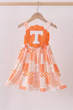 Orange Tennessee applique patchwork ruffle dress - Aaria Tees Aaria Tees