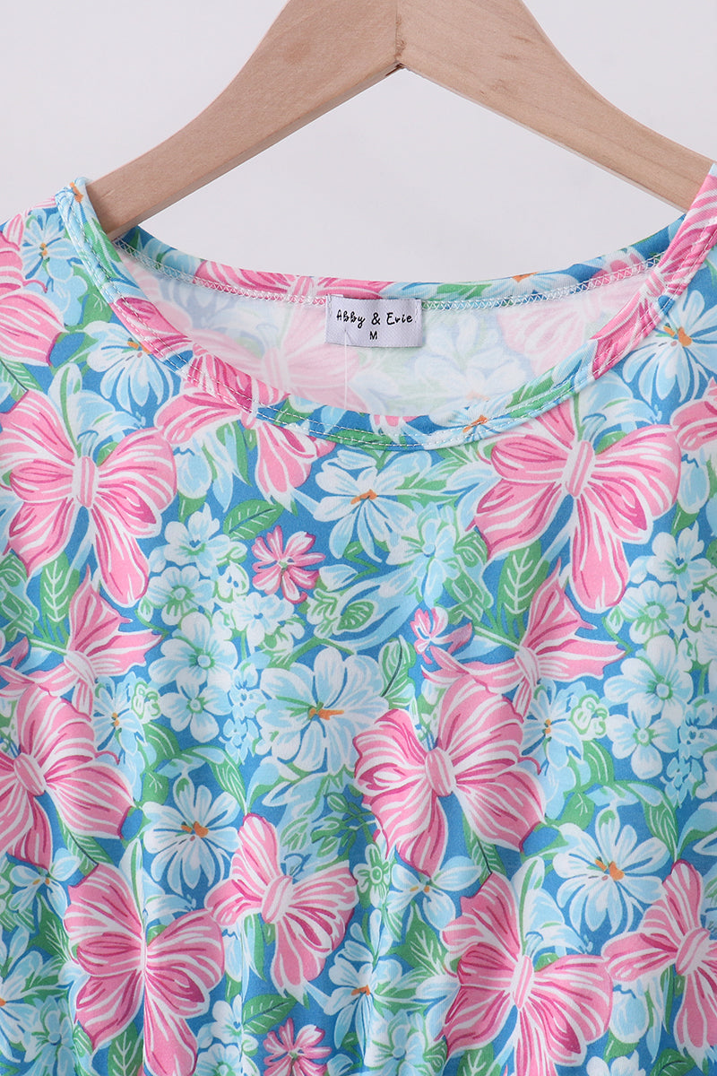 Blue I love MOMMY embroidery women dress - Aaria Tees Aaria Tees
