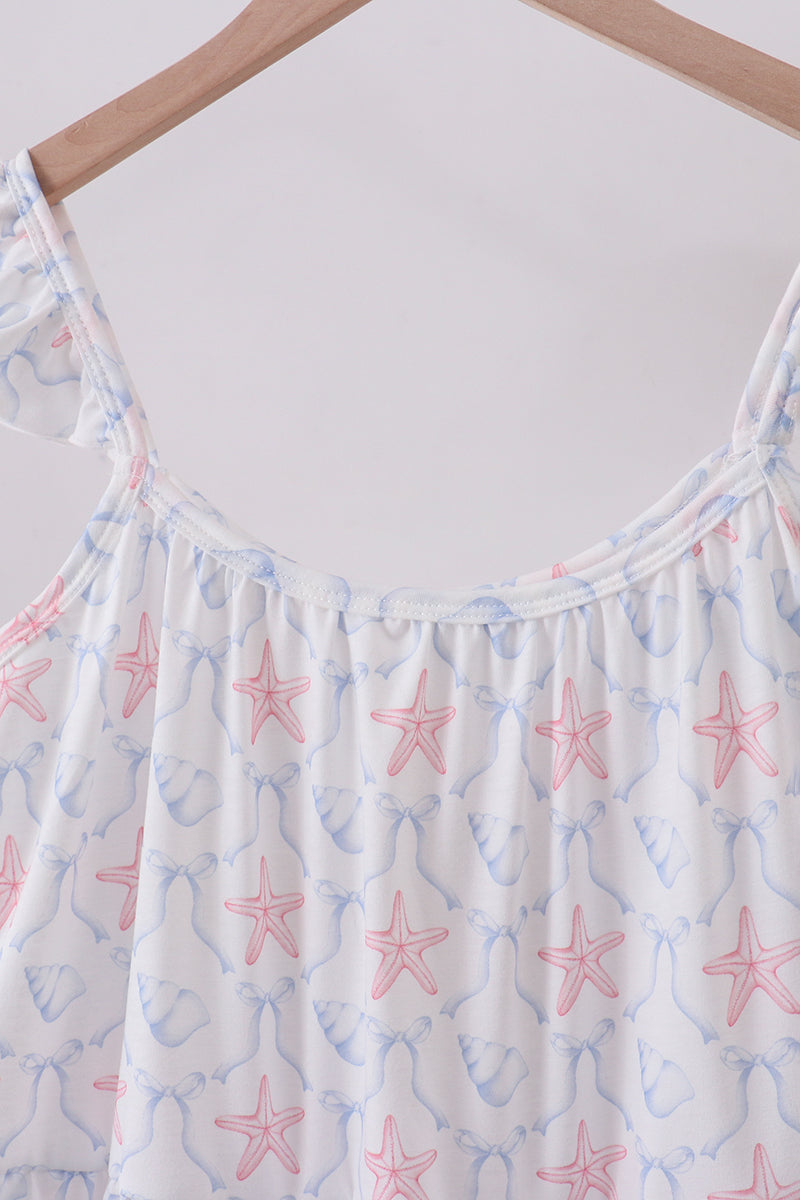 Blue starfish shell tiered women dress - Aaria Tees Aaria Tees