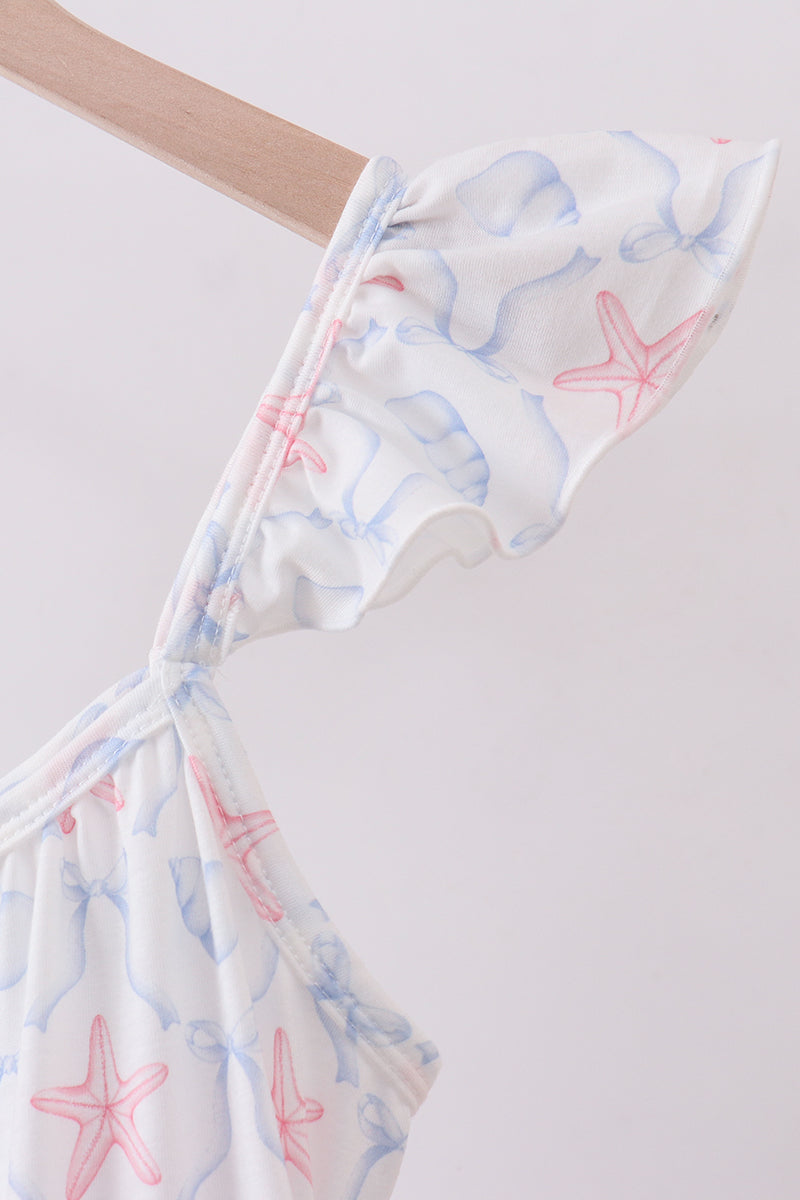 Blue starfish shell tiered women dress - Aaria Tees Aaria Tees