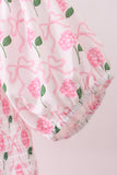 Pink bow hydrangea smocked women dress Aaria Tees