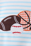 Blue stripe sports trio applique romper - Aaria Tees Aaria Tees