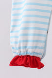 Blue stripe sports trio applique romper - Aaria Tees Aaria Tees