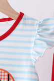 Blue stripe sports Trio applique ruffle pants set - Aaria Tees Aaria Tees