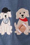 Navy puppy football applique pants set - Aaria Tees Aaria Tees
