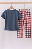 Navy puppy football applique pants set - Aaria Tees Aaria Tees