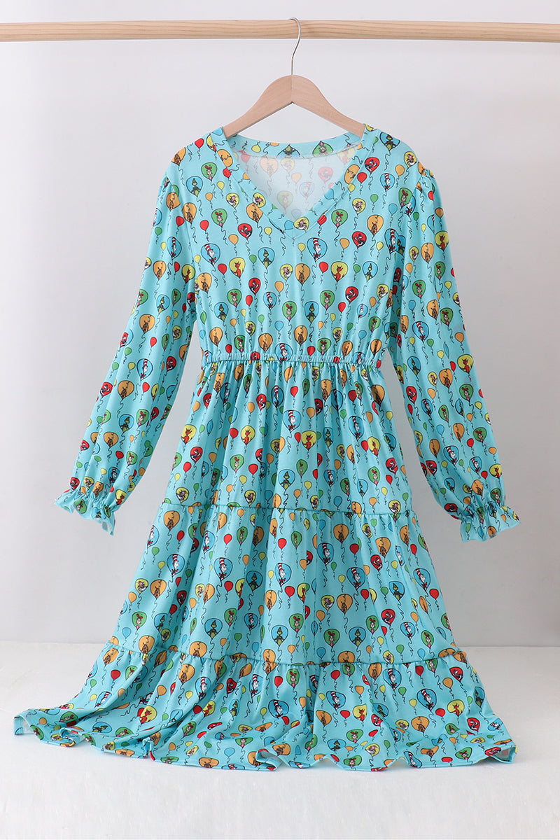 Mint Dr. Seuss print women dress - Aaria Tees