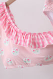Pink rose ruffle 2pc women swimsuit - Aaria Tees Aaria Tees
