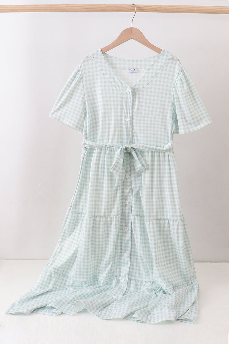 Sage gingham women dress - Aaria Tees Aaria Tees