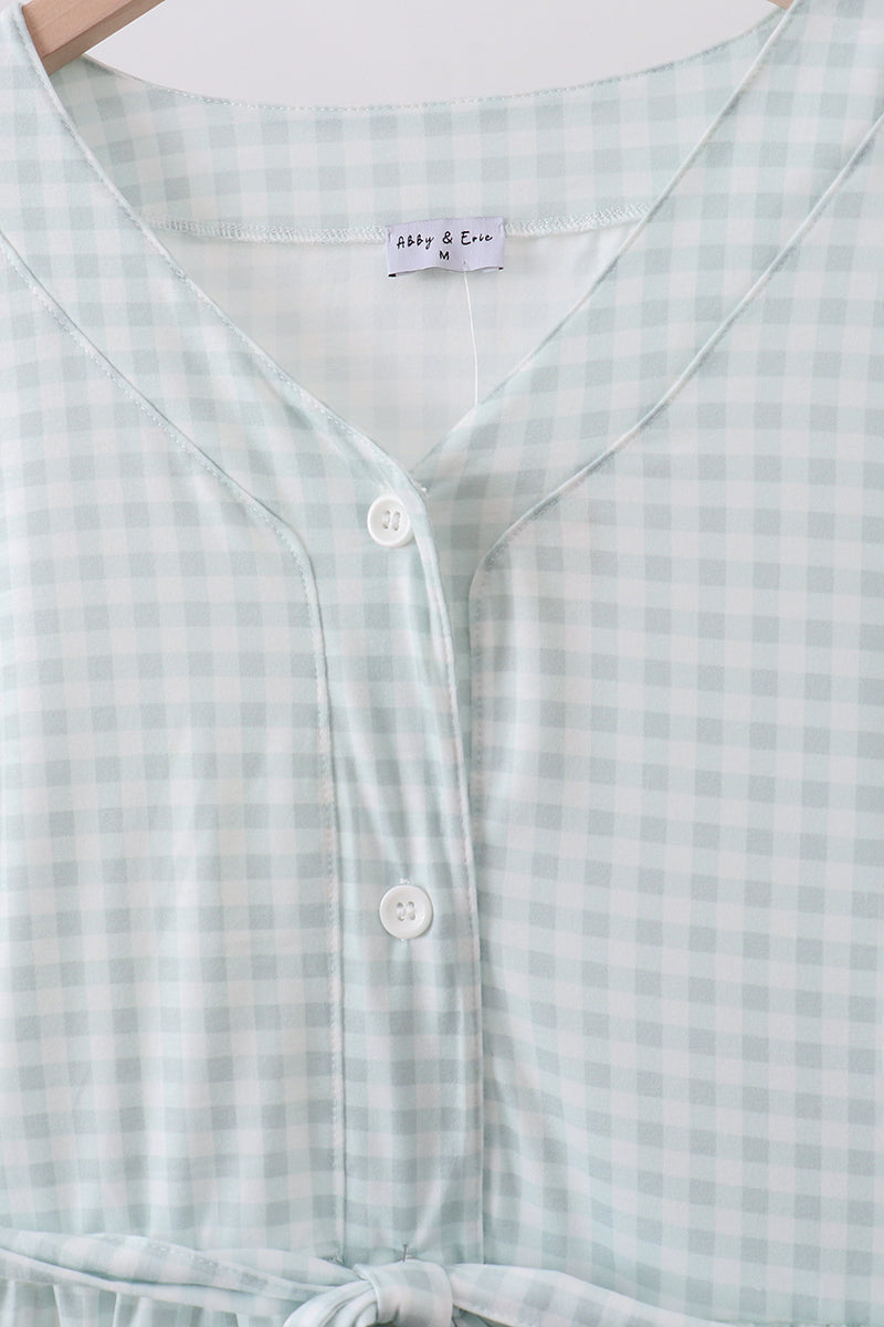 Sage gingham women dress - Aaria Tees Aaria Tees