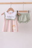 Lawb of god applique plaid bloomer set - Aaria Tees Aaria Tees