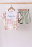 Lawb of god applique plaid shorts set - Aaria Tees Aaria Tees