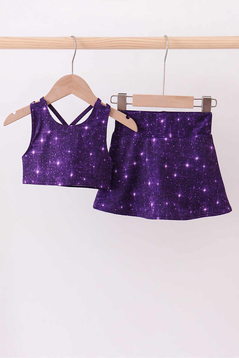 Purple glitter skort set - Aaria Tees