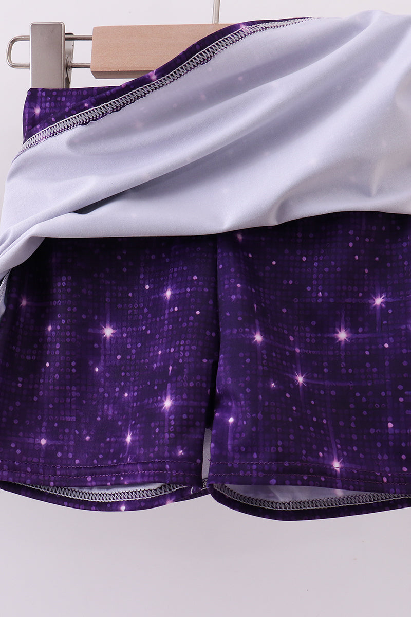 Purple glitter skort set - Aaria Tees Aaria Tees