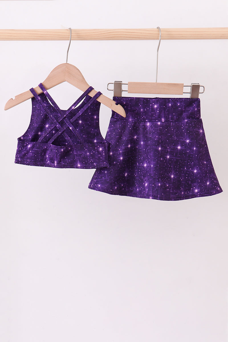 Purple glitter skort set - Aaria Tees Aaria Tees
