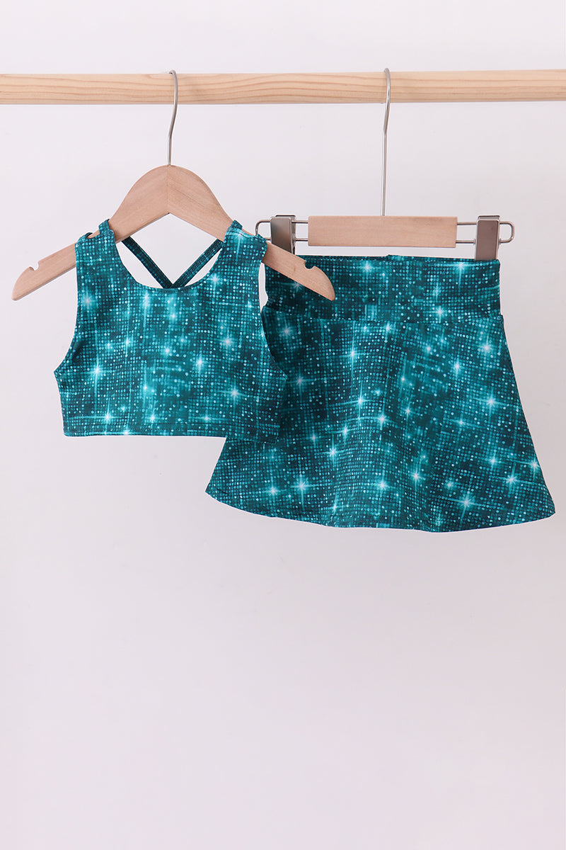 Teal glitter skort set - Aaria Tees Aaria Tees