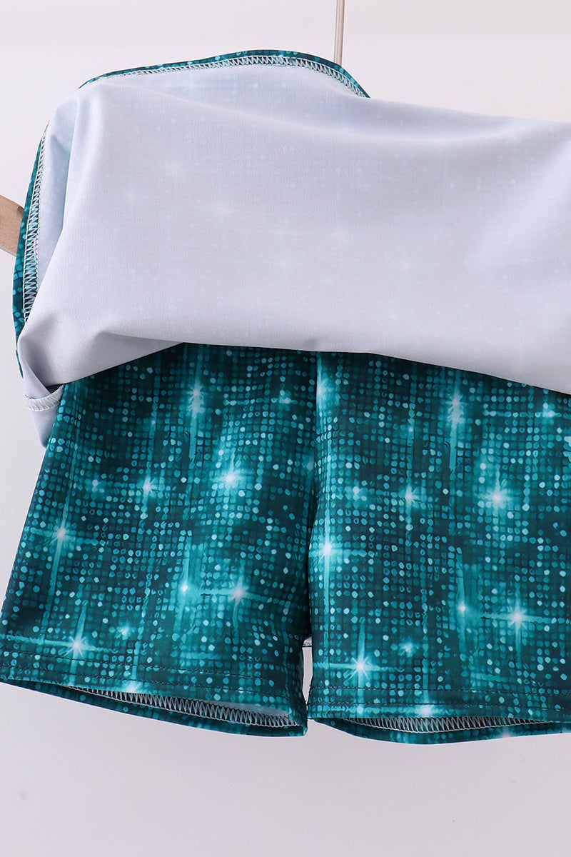 Teal glitter skort set - Aaria Tees Aaria Tees