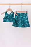 Teal glitter skort set - Aaria Tees Aaria Tees