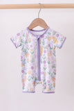 Purple floral print romper - Aaria Tees Aaria Tees