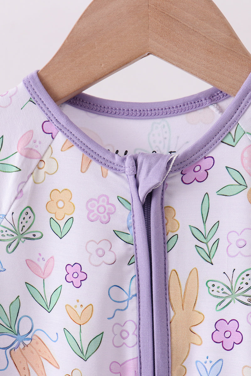 Purple floral print romper - Aaria Tees Aaria Tees