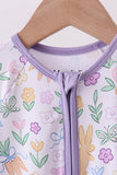 Purple floral print romper - Aaria Tees Aaria Tees