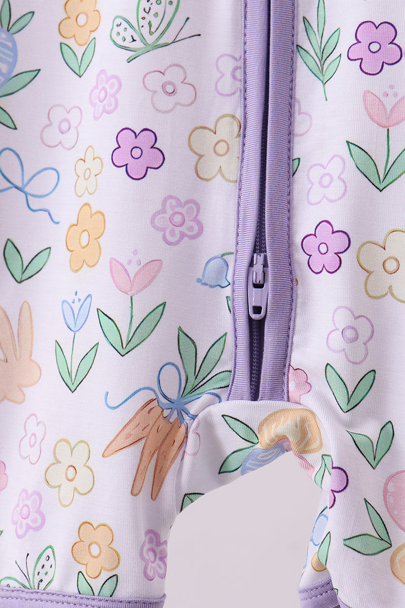 Purple floral print romper - Aaria Tees Aaria Tees