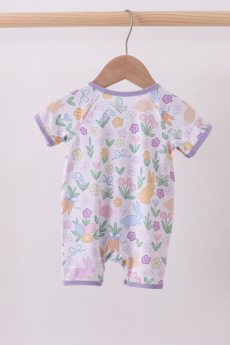 Purple floral print romper - Aaria Tees Aaria Tees