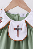 Green camoflage cross applique dress - Aaria Tees Aaria Tees