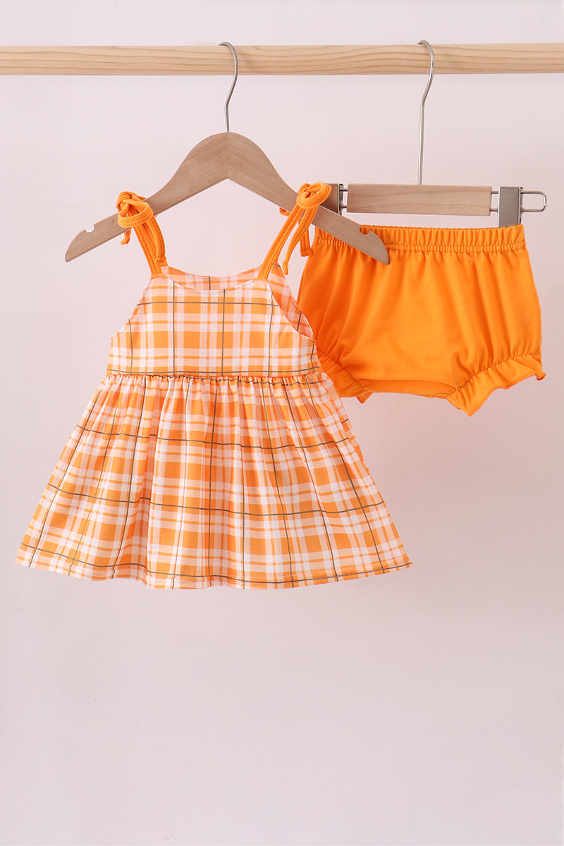 Tennessee Go vols applique plaid bloomer set - Aaria Tees Aaria Tees
