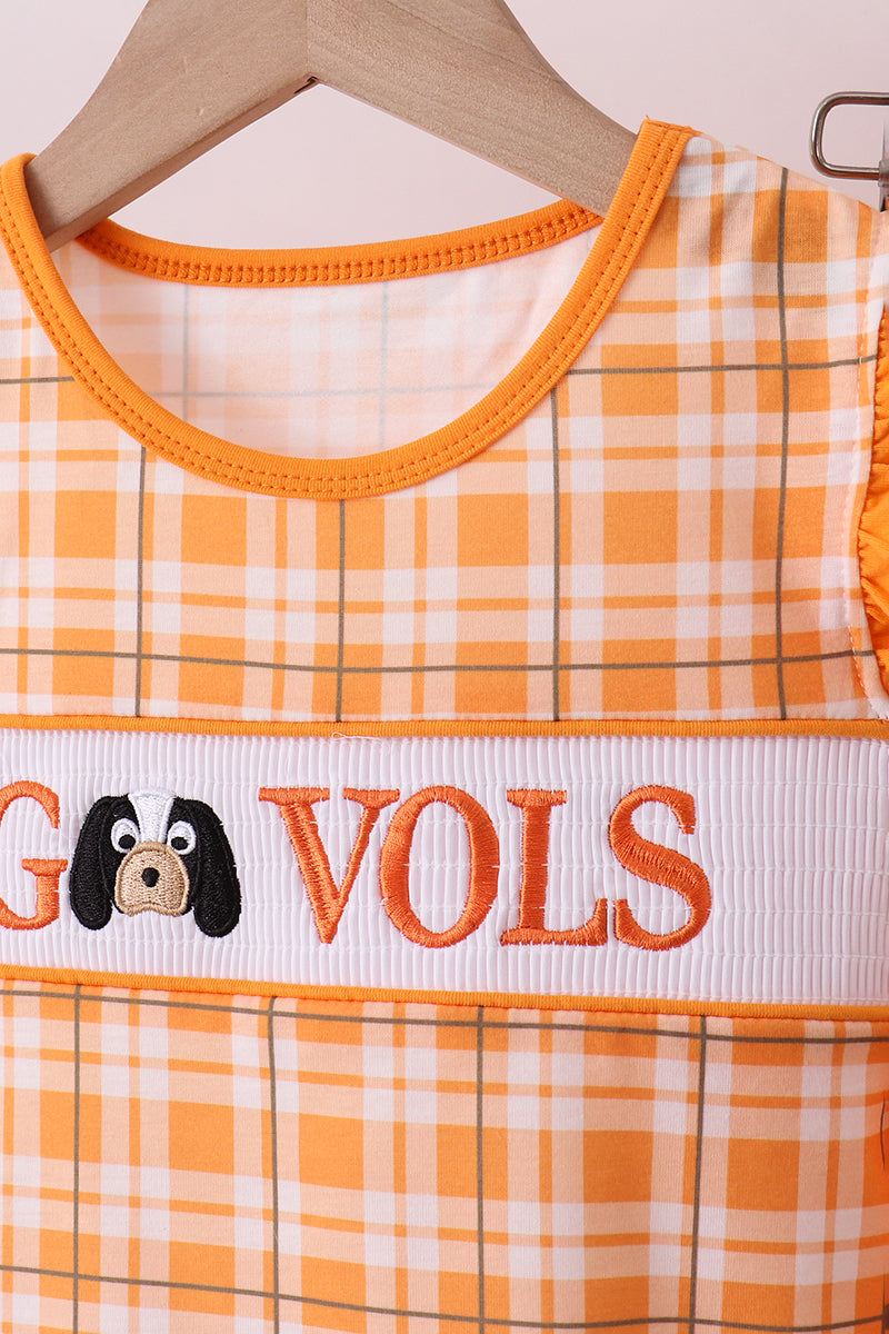 Tennessee Go vols smocked plaid ruffle shorts set - Aaria Tees Aaria Tees